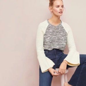 Anthropologie Dolan Bell Sleeve Raglan crewneck pullover knit sweater size Large